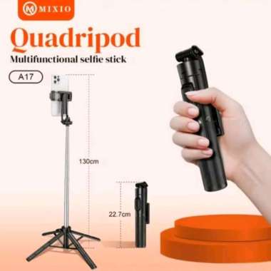 MIXIO A17 130cm Quadpod Tongsis Tripod 130cm With Remot Bluetooth Tongkat Konten Selfie Stick 4 Kaki