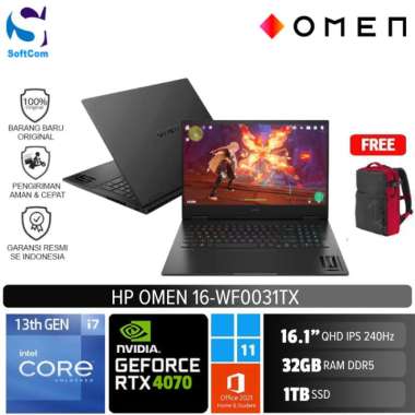 HP Omen 16 wf0031TX Laptop Gaming [ Core i7 13700HX/32GB/1TB SSD/RTX4070 8GB/16" QHD/Win 11 Home + O