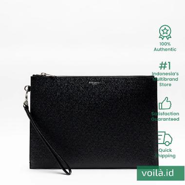 Saint Laurent Paris Grained Leather Zipped Tablet Holder Black Black