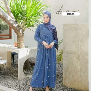 Koyu Hijab Dress Crinkle Polka Rachel DENIM