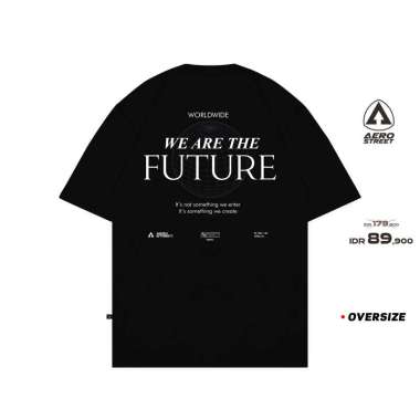 Aerostreet T Shirt Oversize Future Hitam Kaos FADAA M