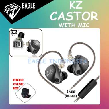 KZ CASTOR Dual Dynamic Driver Metal In Ear Earphone - with MIC BLACK
