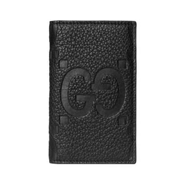 [12.12 Dealcember] Gucci Maxi GG Card Case Grained Leather Black Black