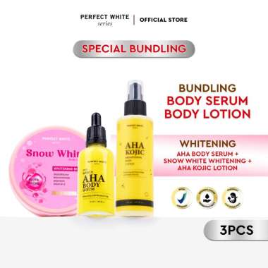 PERFECT WHITE SERIES AHA Body Serum 50ml + AHA Body Lotion + Snow White