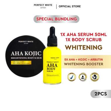 PERFECT WHITE AHA Body Serum 50ML + AHA Kojic Brightening Scrub