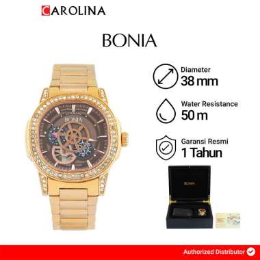 Jam Tangan BONIA Tesoro B10108-1542LE Men Rose Gold Open Heart Dial Rose Gold Stainless Steel Strap 
