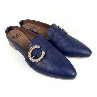 MDM Leather sepatu wanita kulit asli garut Tutong / Bustong Heels 3cm 012 TH 36 Navy