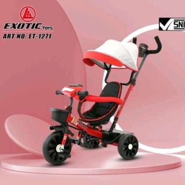 Stroller Sepeda Anak Roda Tiga Exotic ET-1271 Tricycle ET1271 ET 1271 Red