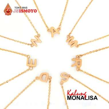 Kalung Emas 10 Karat Choker Huruf Monalisa J5 Ismoyo Huruf E