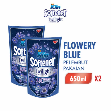 Soklin Softener Sekali Bilas Twilight Sensation Flowery Blue Pouch 650 mL [2 pcs]
