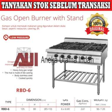 Getra RBD-6 Gas Open Burner With Stand Kompor Skala Besar 6 Tungku - Kompor Untuk Pemakaian Komersia