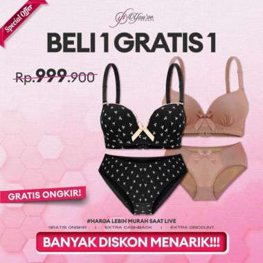 You've Paket Hemat 1PCS BH Set Bra Set Wanita Kawat 200025 + 1PCS BH Set Bra Set Wanita Kawat Busa S