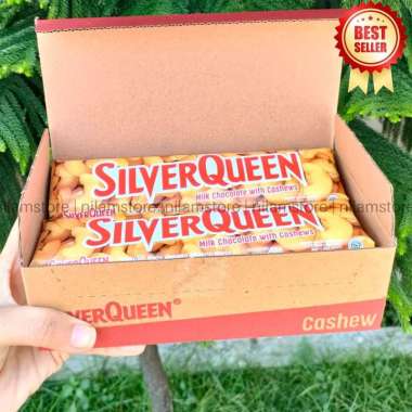 1 Box Silverqueen Almond/Mede Besar 55g x 10 pcs - Silverquen 55g - Coklat Silverqueen SQ MEDE 55G 1