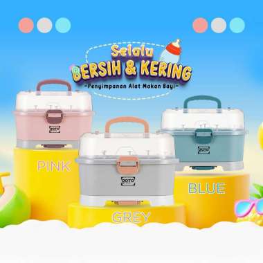 Goto Mimo Rak Pengering Botol Gelas Anak Bayi Drying Rack Multifungsi DELUX BLUE PINK