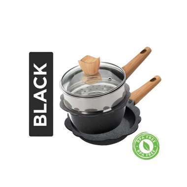 Goto Mavy Panci Set Mpasi Pan Bayi Peralatan Cookware Wajan Baby BLACK