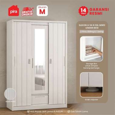 PIRA - SAXON 3A SSL MWD Lemari Pakaian Besi 3 Pintu SAXON 3A WHITE