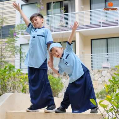 ORIZANO Set Koko Sarcel Avatar - Baju Koko Anak Cowok Bawahan Sarung Celana Bahan Katun Toyobo M Arm