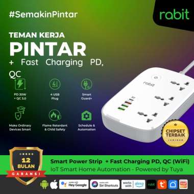 Rabit Smart Extension Power Strip Universal Socket + USB Fast Charging