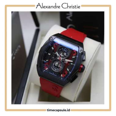 Jam Tangan Pria ALEXANDRE CHRISTIE Original AC 6608 MC Garansi Resmi 1 Tahun RED BLACK