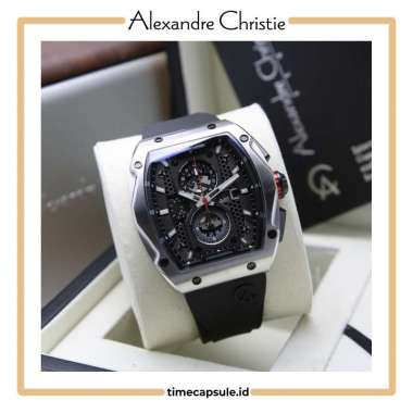 Jam Tangan Pria ALEXANDRE CHRISTIE Original AC 6608 MC Garansi Resmi 1 Tahun BLACK SILVER