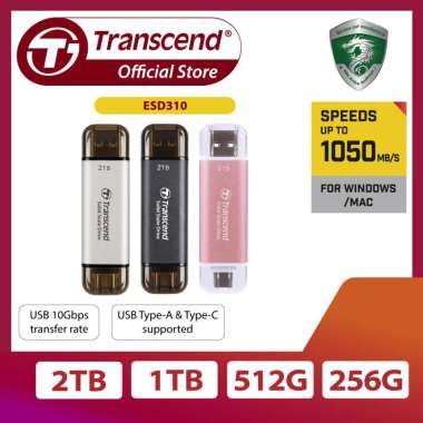 Transcend External SSD ESD310 [C-Black / S-Silver / P-Pink] 2TB Black