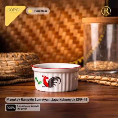 Mangkok Ramekin 8cm Ayam Jago Kukuruyuk Kopin KPR-4B Porcelain Keramik