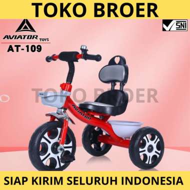 Sepeda Roda Tiga AVIATOR AT 109 Tricycle Stroller Anak Jok Kulit