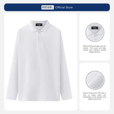 Kasual Baju Kaos Long Rise Polo White XL