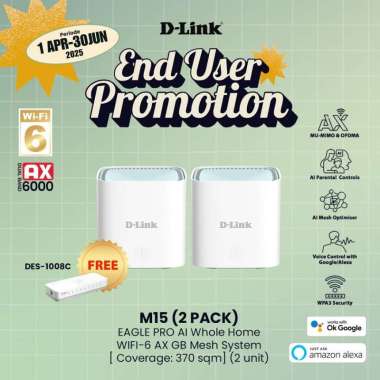 D-LINK M15-2 EAGLE PRO AI WHOLE HOME WIFI-6 AX GIGABYTE MESH SYSTEM
