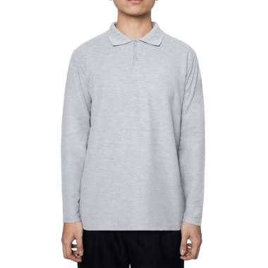 Kasual Baju Kaos Long Rise Polo Grey M