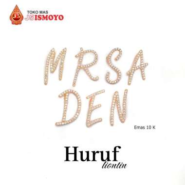 Liontin Emas Asli 10K Bersurat Model Huruf J5Ismoyo Huruf E