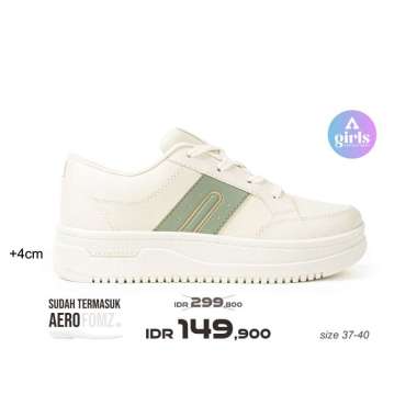 Aerostreet 37-40 Lily Natural Natural Hijau Pastel - Sepatu Sneakers Wanita 37