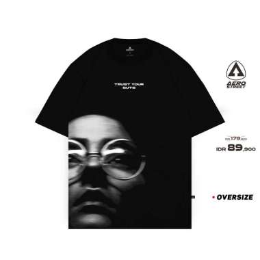 Aerostreet T Shirt Oversize Guts Hitam Kaos T-Shirt Tshirt FADAA L