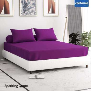 CALIFORNIA Sprei Set Fitted Polos Embos Motif Ukuran Queen 160x200 Sprei No 2 Warna Sparkling Grape