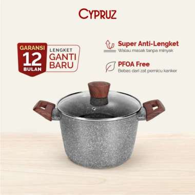 Cypruz Marble Series Gg.Coklat Kayu: Panci Tinggi+Tutup 6X1 20 cm