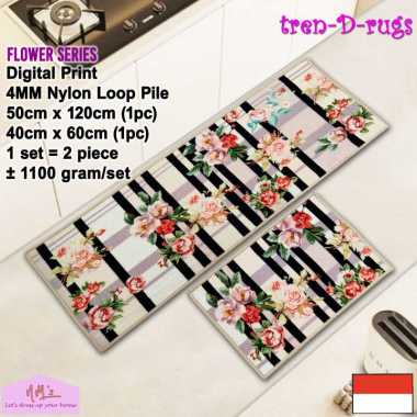 Tren-D-rugs Karpet keset kaki anak bunga printing alas lantai dapur set panjang lorong runner kitche