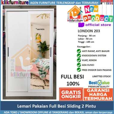 PROMO Lemari Pakaian Full Besi SLIDING Anti Rayap Banjir LONDON 203