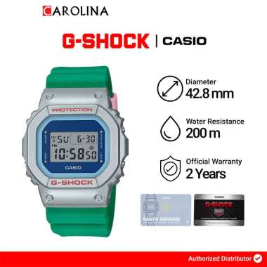 Jam Tangan Pria Casio G-Shock DW-5600EU-8A3 Blue Digital Dial Green Resin Band