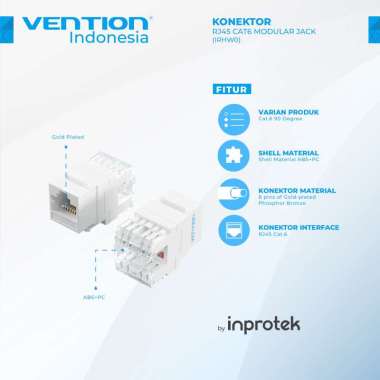 Vention Konektor RJ45 Cat 5e/6 Modular 180 Degree IRH - Cat.6