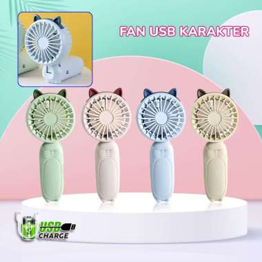 OEM RB-C994 Kipas Angin Tangan Mini Portable Karakter Kucing Fan Usb / Kipas Angin Genggam Karakter 