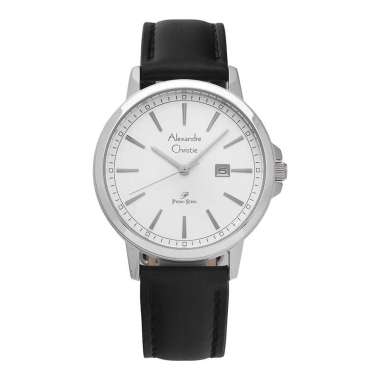 Jam Tangan Wanita Alexandre Christie Primo Steel AC 1014 LD LSSSL Ladies Silver Dial Black Leather S