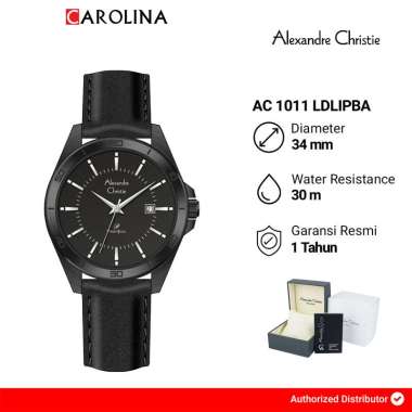 Jam Tangan Wanita Alexandre Christie Primo Steel AC 1011 LDLIPBA Black Dial Black Leather Strap