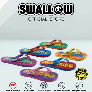 Swallow Sandal Jepit Fashion Logo - Sendal Karet Dewasa Wanita Pria Anti Selip 10 Red