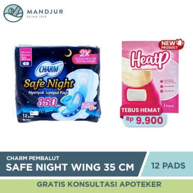 Charm Pembalut Safe Night 35 cm Wing 12 Pads - Pembalut Malam 35 cm