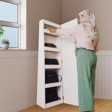 Adapta Kaca Lemari Tas Kaca Pintu Geser Standing Mirror - Lemari Tas Minimalis Cermin Berdiri dengan