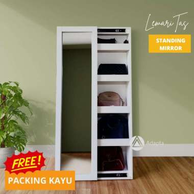Adapta kaca Lemari Tas Kaca Pintu Geser Standing Mirror - Lemari Tas Minimalis Cermin Berdiri dengan