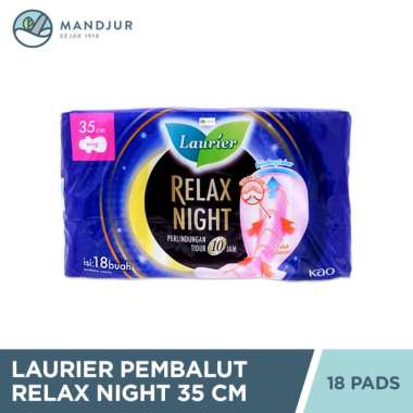 Laurier Relax Night Wing 35cm 18 Pads - Pembalut Malam Wings 35 Cm