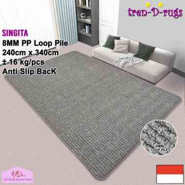 Tren-D-rugs Karpet polos salur stripe line garis jumbo alas lantai ruang tamu tidur permadani bulu m