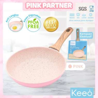 Keeo 16 cm Wajan Penggorengan Anti Lengket Marble Granit (Frypan) Pink