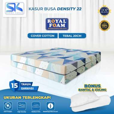 Kasur Busa ROYAL FOAM Asli D16 Tebal 20CM Garansi 10 Tahun Cover Katun 200x90x20